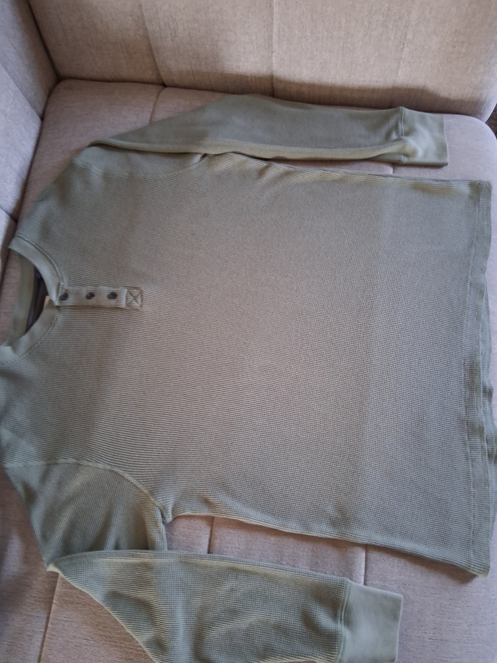 Wrangler Olive Green Long Sleeve Button Henley Shirt Sz XL